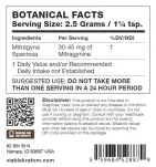Kratom Botanical Facts panel for 2.5g Powder